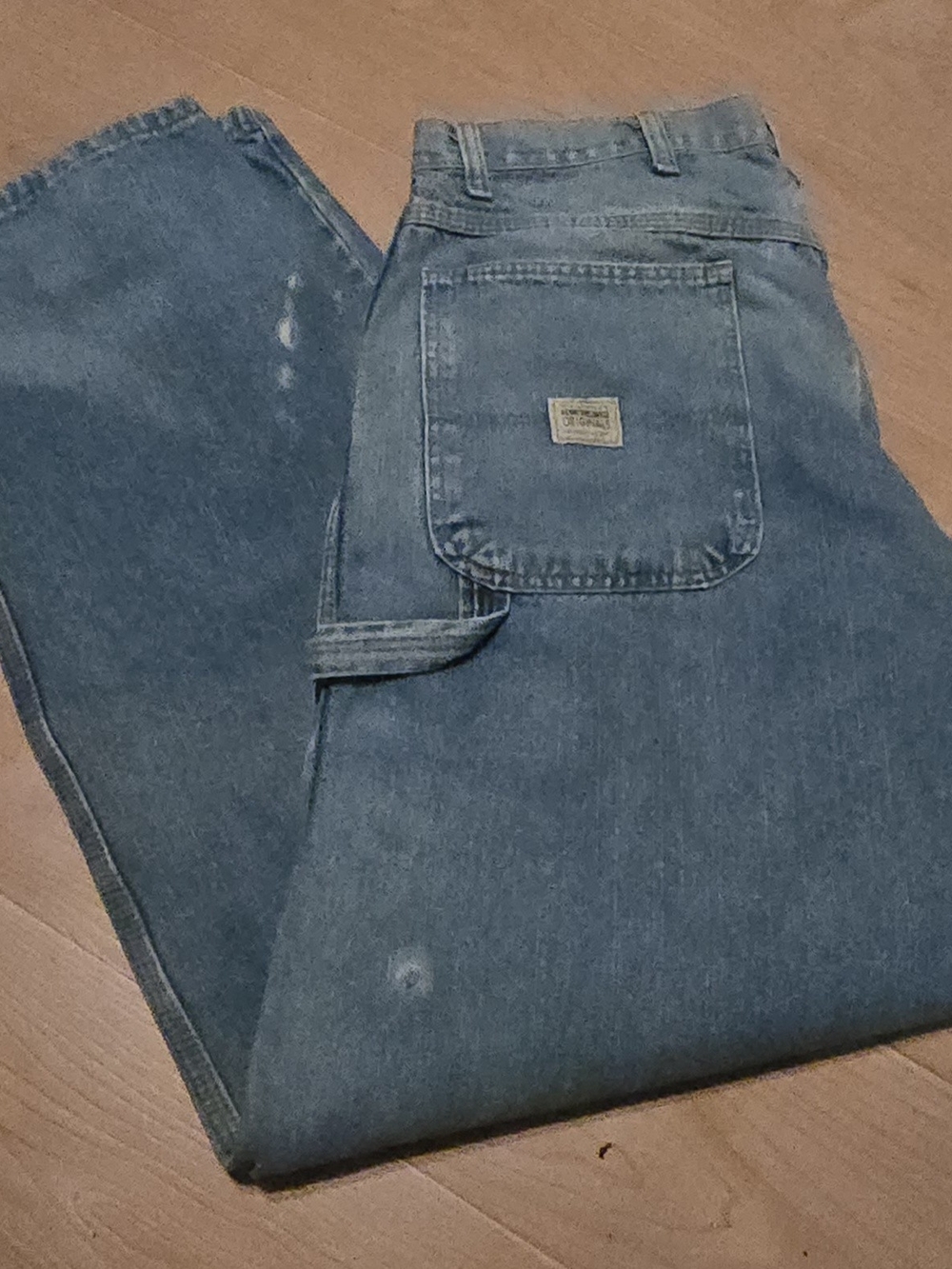 Wrangler Original Men’s Blue Medium Wash Denim Jeans Straight Zip 90s SIZE 34X32